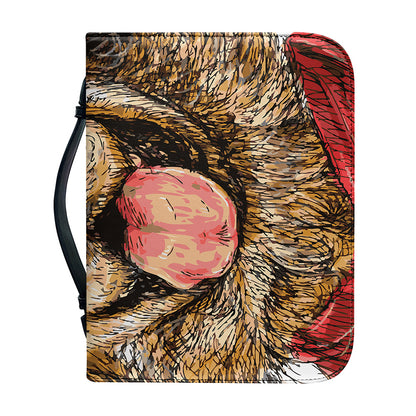 Santa Labrador Retriever Print Leather Bible Cover