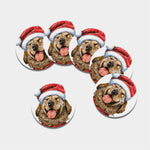 Santa Labrador Retriever Print Leather Coaster Set