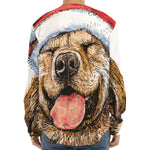 Santa Labrador Retriever Print Long Sleeve Baseball Jersey