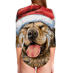 Santa Labrador Retriever Print Long Sleeve Swimsuit