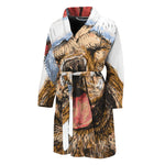 Santa Labrador Retriever Print Men's Bathrobe