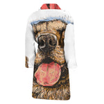 Santa Labrador Retriever Print Men's Bathrobe