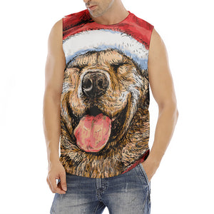 Santa Labrador Retriever Print Men's Fitness Tank Top