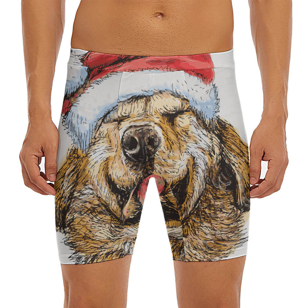 Santa Labrador Retriever Print Men's Long Boxer Briefs