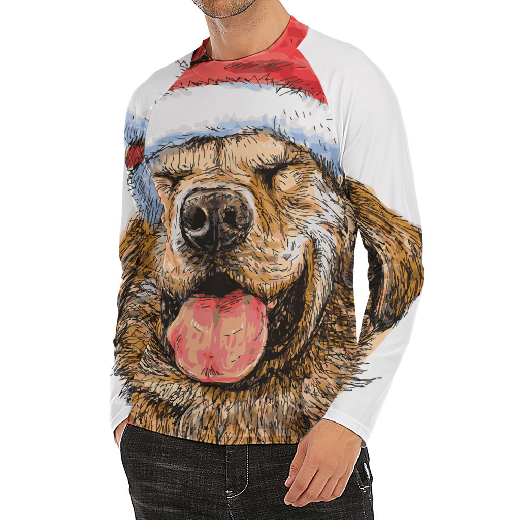 Santa Labrador Retriever Print Men's Long Sleeve Rash Guard