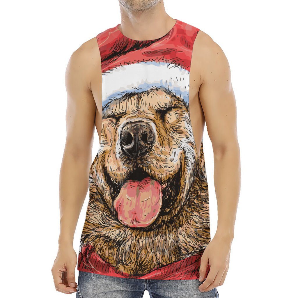 Santa Labrador Retriever Print Men's Muscle Tank Top