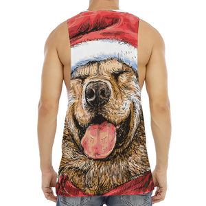 Santa Labrador Retriever Print Men's Muscle Tank Top