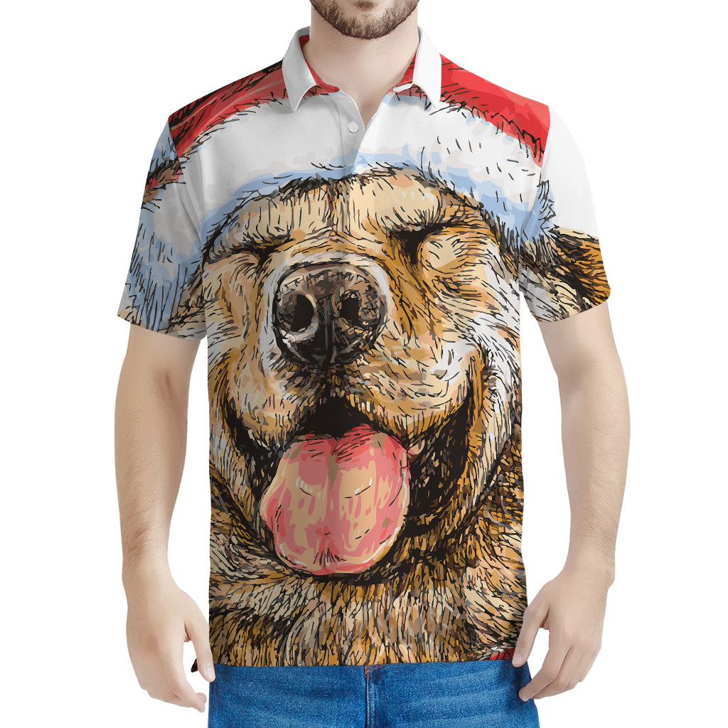 Santa Labrador Retriever Print Men's Polo Shirt