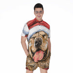 Santa Labrador Retriever Print Men's Rompers