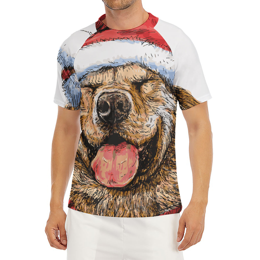 Santa Labrador Retriever Print Men's Short Sleeve Rash Guard