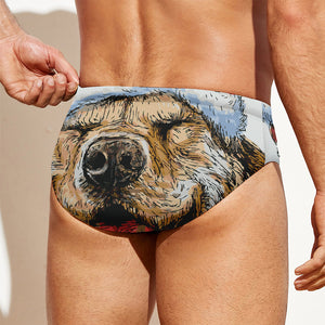 Santa Labrador Retriever Print Men's Swim Briefs