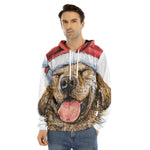 Santa Labrador Retriever Print Men's Velvet Pullover Hoodie