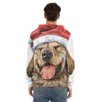 Santa Labrador Retriever Print Men's Velvet Pullover Hoodie