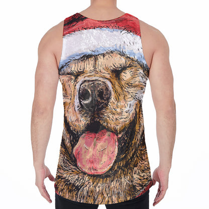 Santa Labrador Retriever Print Men's Velvet Tank Top