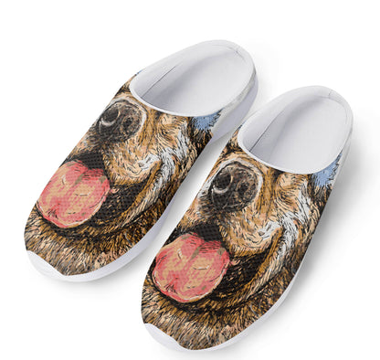 Santa Labrador Retriever Print Mesh Casual Shoes