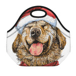Santa Labrador Retriever Print Neoprene Lunch Bag