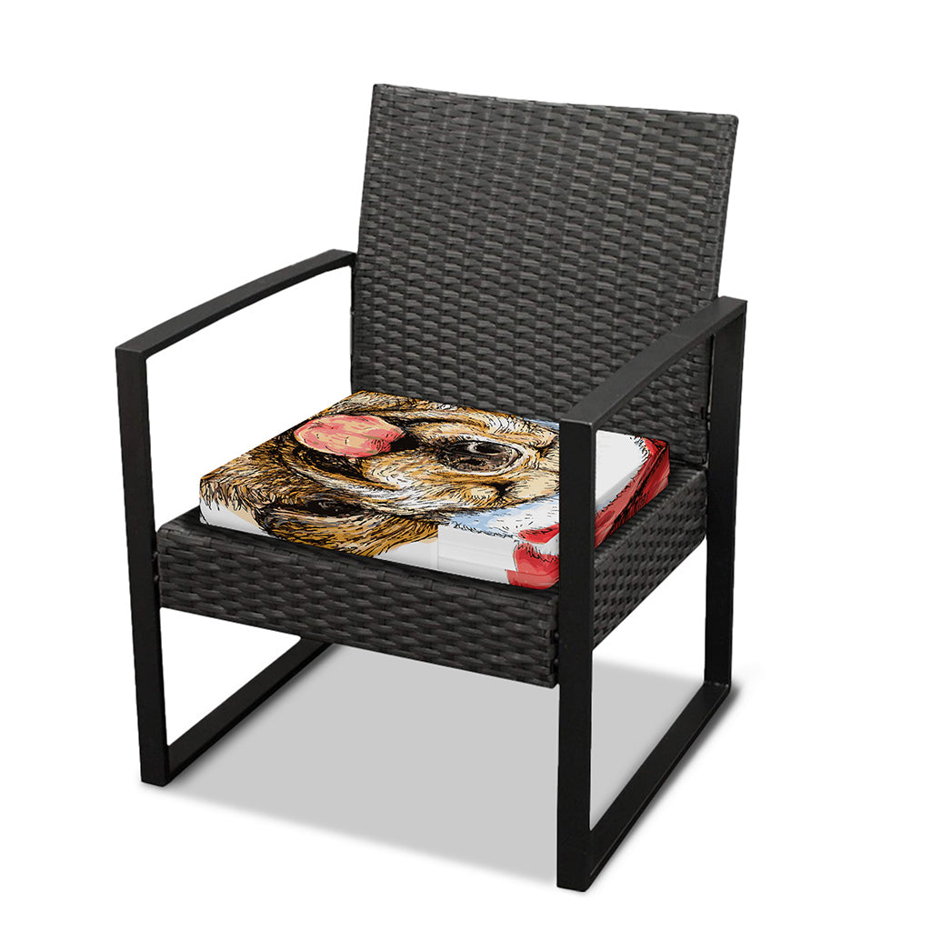 Santa Labrador Retriever Print Outdoor Seat Cushion Cover
