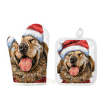 Santa Labrador Retriever Print Oven Mitt And Pot Holder Set