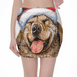 Santa Labrador Retriever Print Pencil Mini Skirt