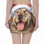 Santa Labrador Retriever Print Pencil Mini Skirt
