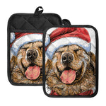 Santa Labrador Retriever Print Pot Holders With Pocket