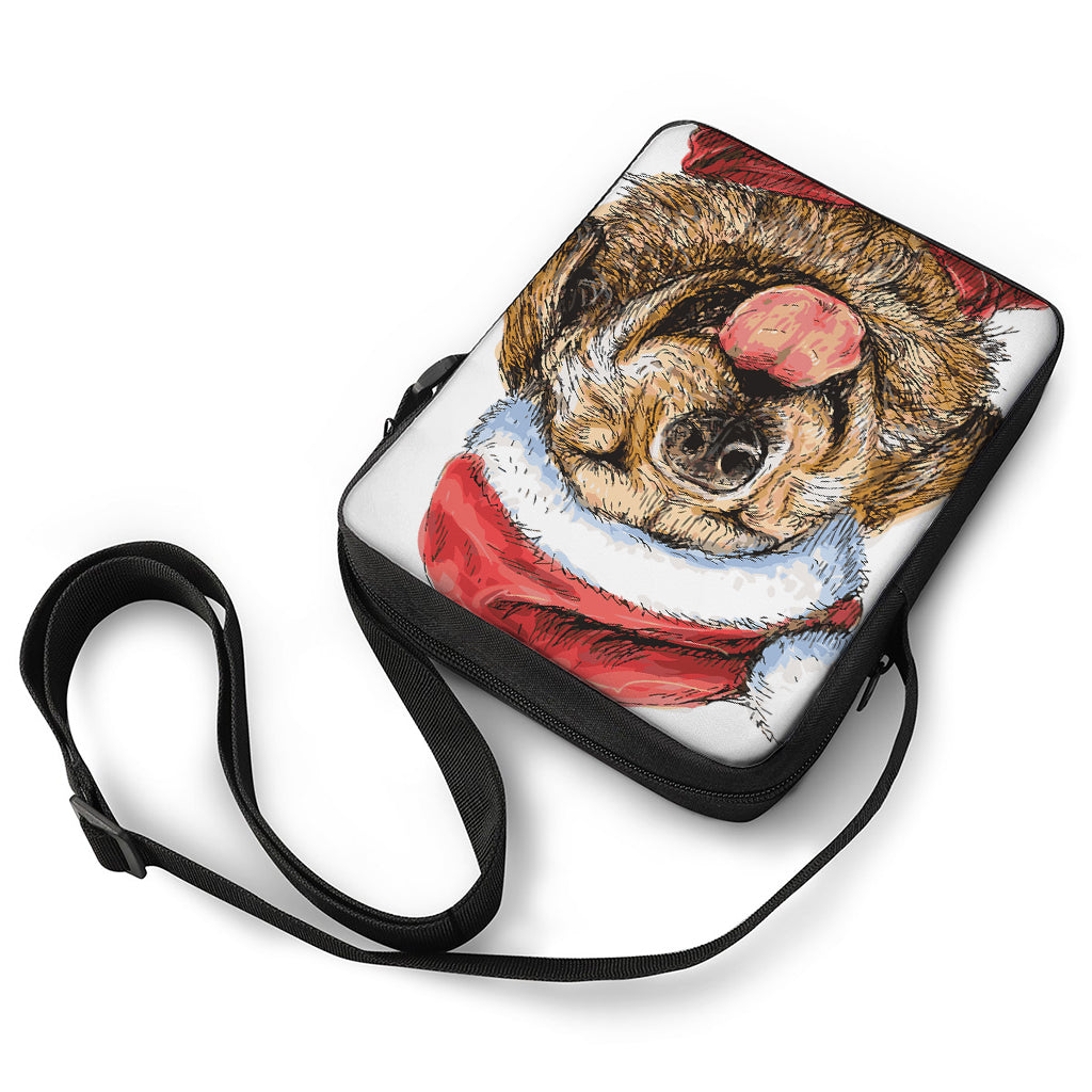 Santa Labrador Retriever Print Rectangular Crossbody Bag