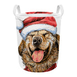 Santa Labrador Retriever Print Round Laundry Basket