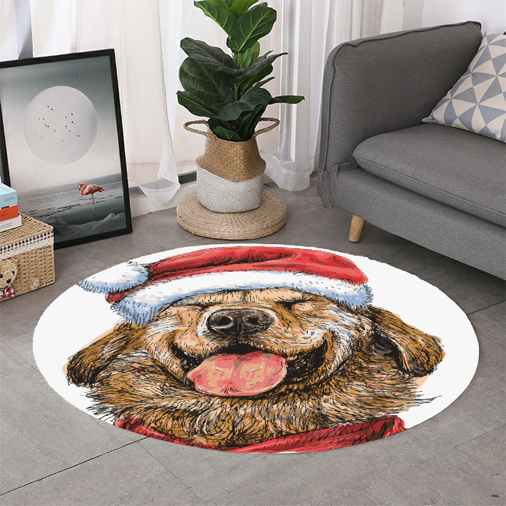 Santa Labrador Retriever Print Round Rug