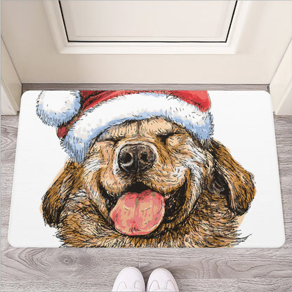 Santa Labrador Retriever Print Rubber Doormat