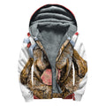 Santa Labrador Retriever Print Sherpa Lined Zip Up Hoodie