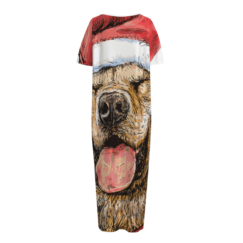 Santa Labrador Retriever Print Short Sleeve Long Nightdress