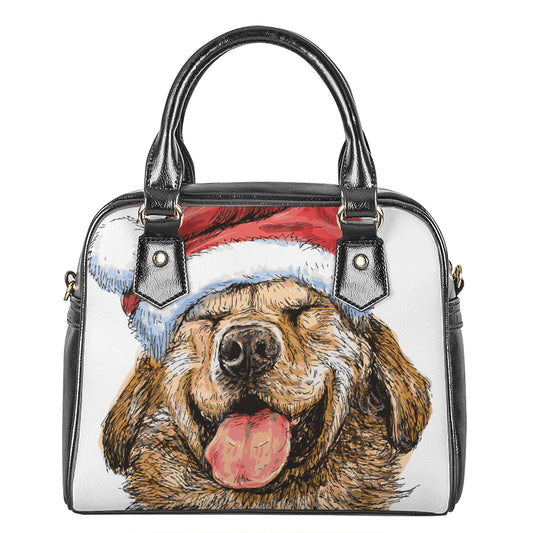 Santa Labrador Retriever Print Shoulder Handbag