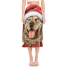 Santa Labrador Retriever Print Side Slit Midi Skirt