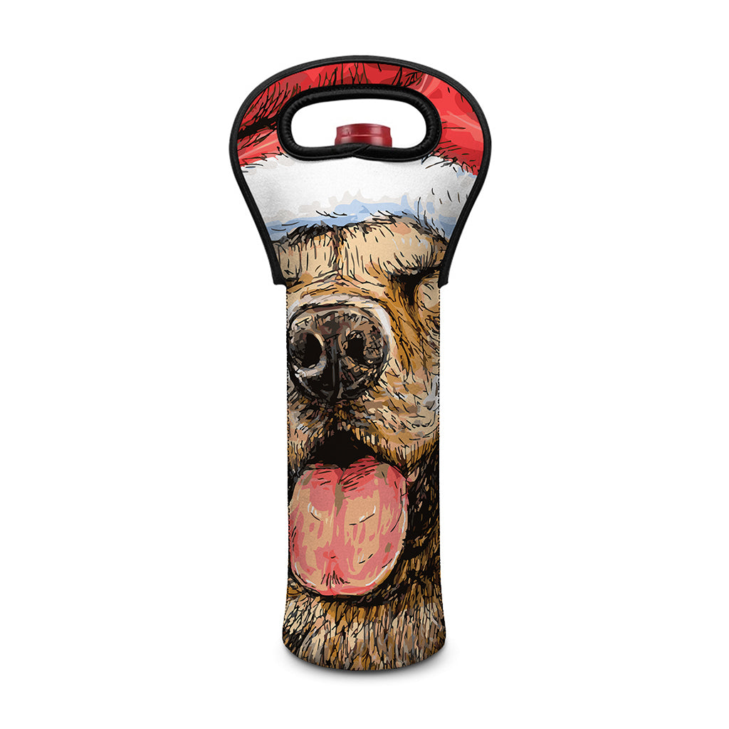 Santa Labrador Retriever Print Single Neoprene Wine Tote