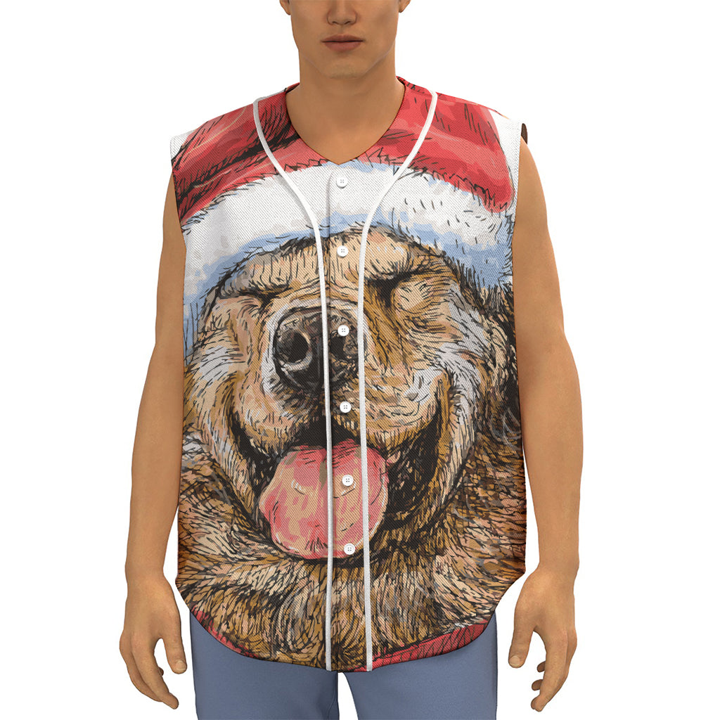 Santa Labrador Retriever Print Sleeveless Baseball Jersey