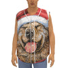 Santa Labrador Retriever Print Sleeveless Baseball Jersey