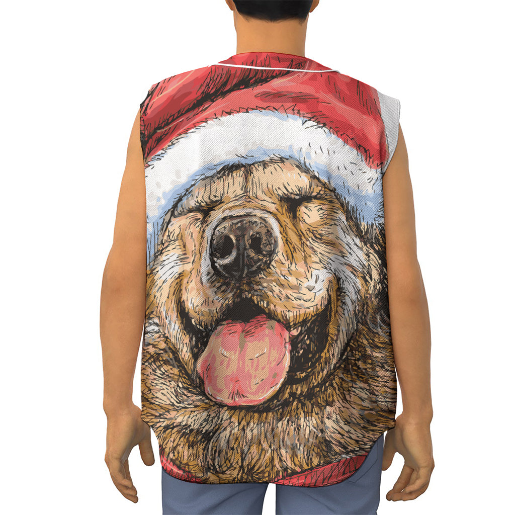 Santa Labrador Retriever Print Sleeveless Baseball Jersey