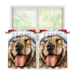 Santa Labrador Retriever Print Tier Curtains