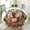 Santa Labrador Retriever Print Waterproof Round Tablecloth