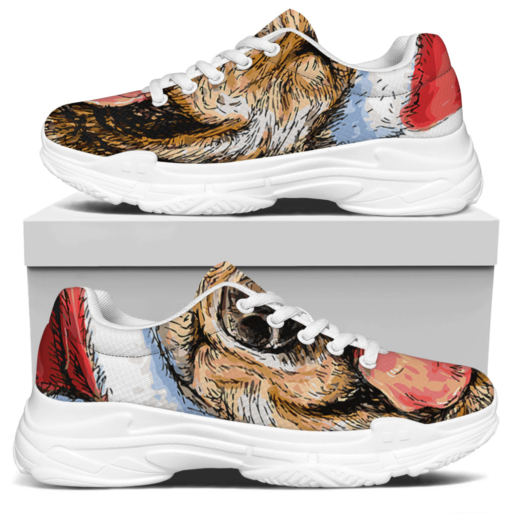 Santa Labrador Retriever Print White Chunky Shoes