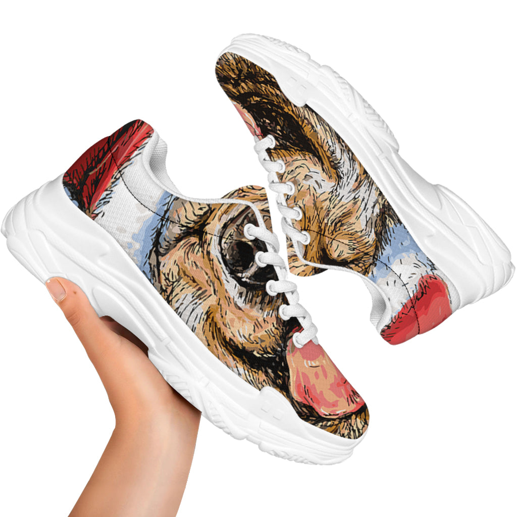 Santa Labrador Retriever Print White Chunky Shoes