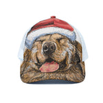 Santa Labrador Retriever Print White Mesh Trucker Cap