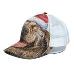 Santa Labrador Retriever Print White Mesh Trucker Cap