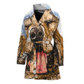 Santa Labrador Retriever Print Women's Bathrobe