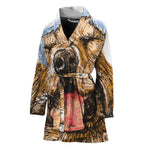 Santa Labrador Retriever Print Women's Bathrobe