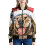 Santa Labrador Retriever Print Women's Bomber Jacket