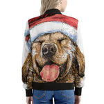 Santa Labrador Retriever Print Women's Bomber Jacket