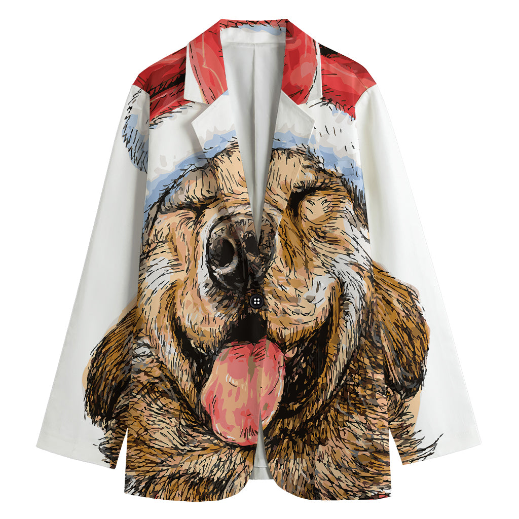 Santa Labrador Retriever Print Women's Cotton Blazer