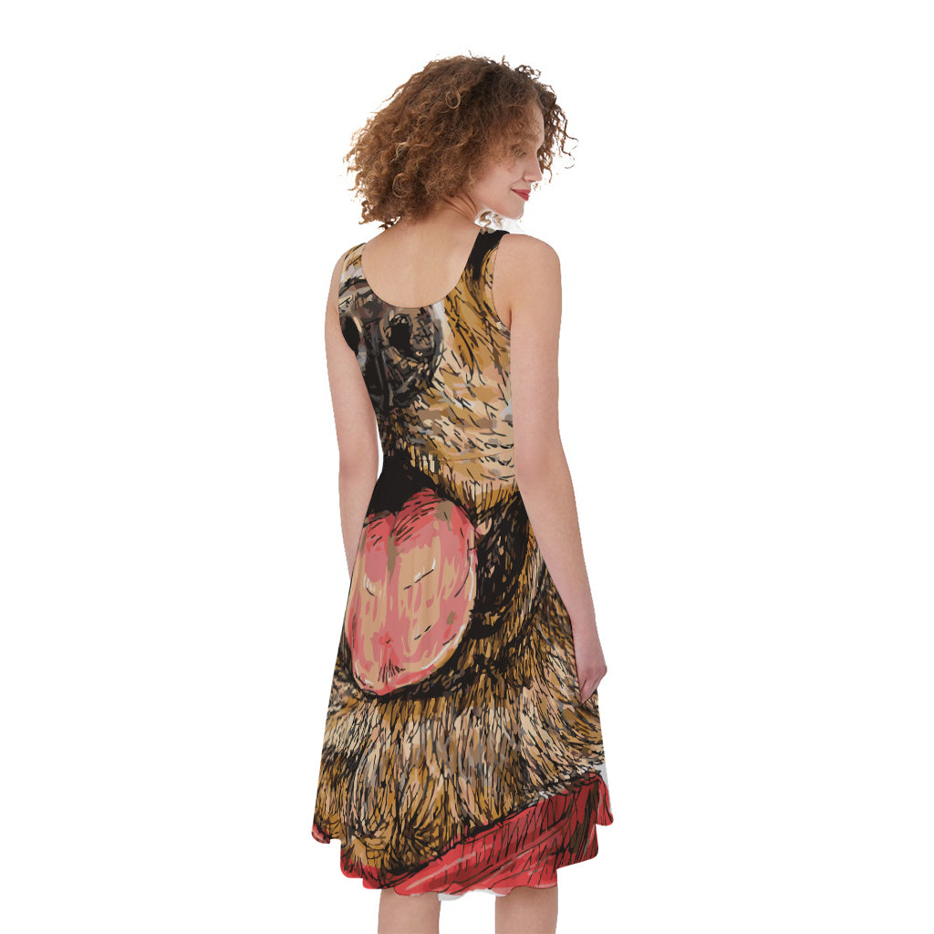Santa Labrador Retriever Print Women's Sleeveless Dress
