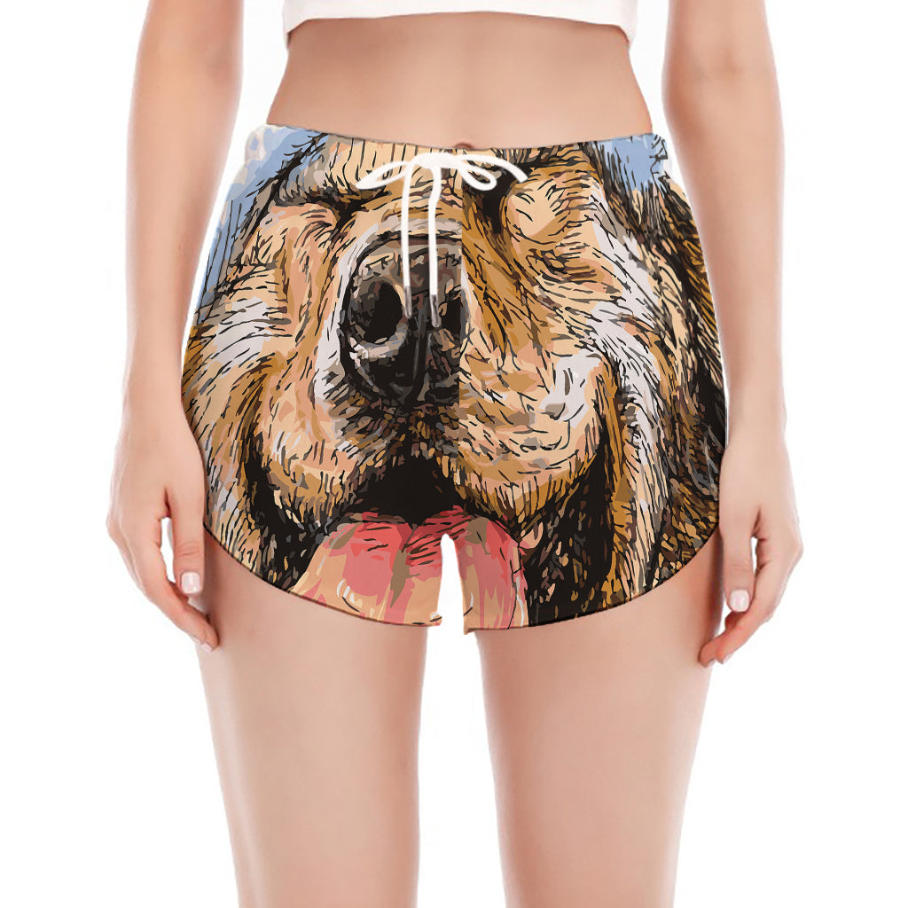 Santa Labrador Retriever Print Women's Split Running Shorts